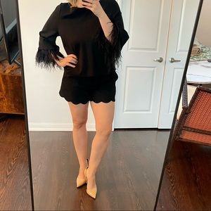 Black Feather Trim Top - Halogen - US8P